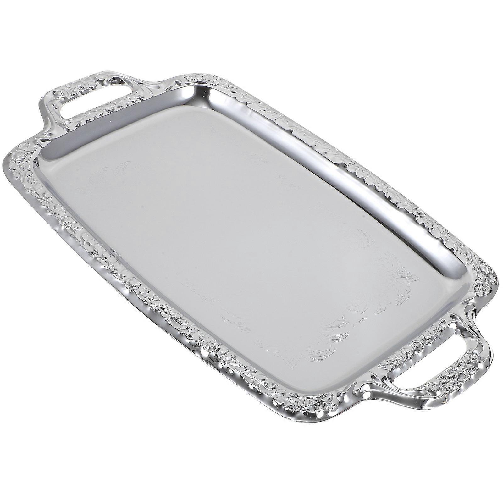 Here's a polished product description for your item:
**1pc Nordic Style Metal Serving Tray – Vintage Design Food Serving & Storage Plate for