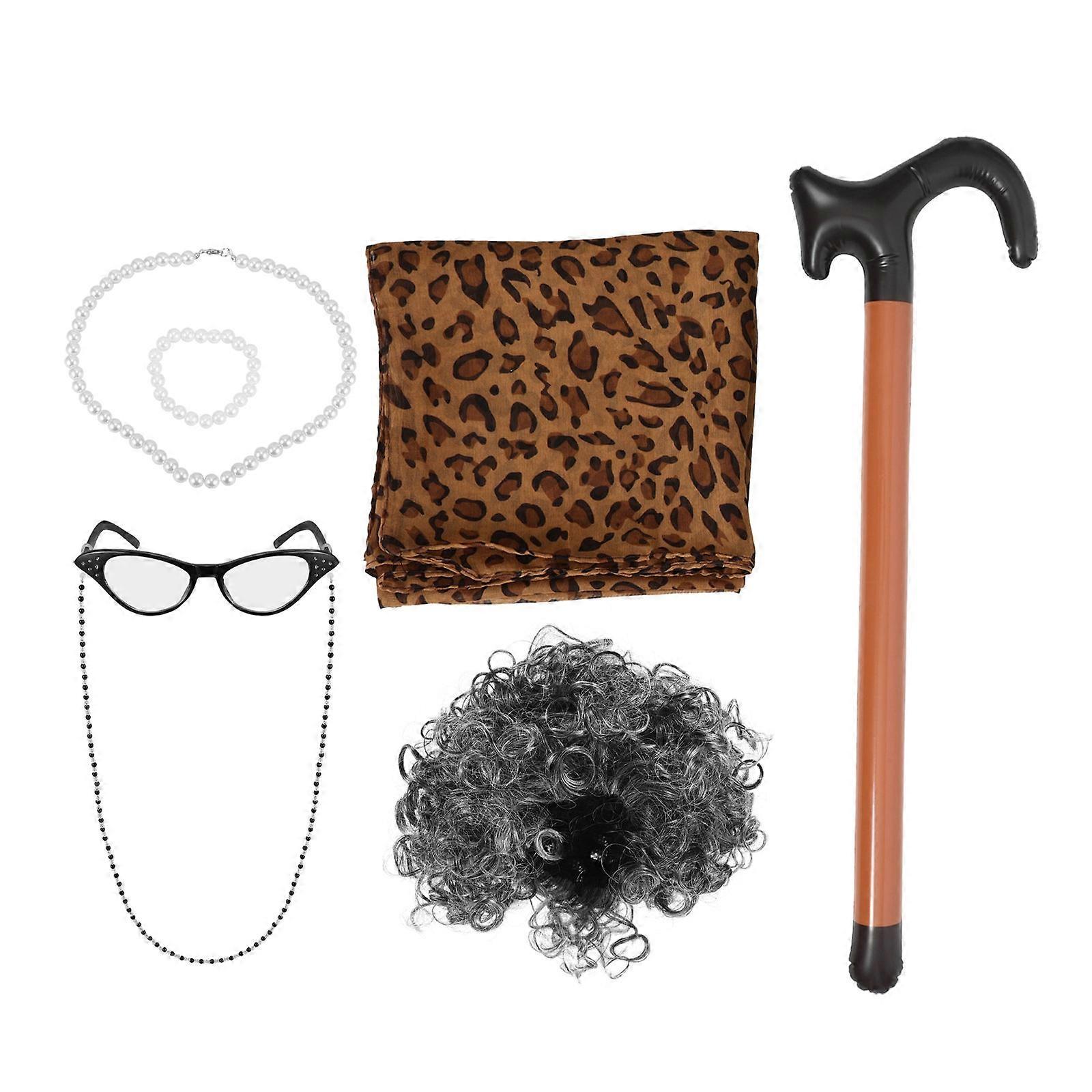 Women's Old Lady Wig Set, Compact and Easy to Carry for Carnival Celebrations