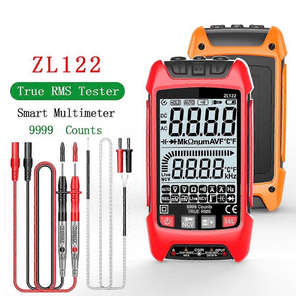 Digital Multimeter ZL122 True RMS 9999 Counts LCD Backlight Red