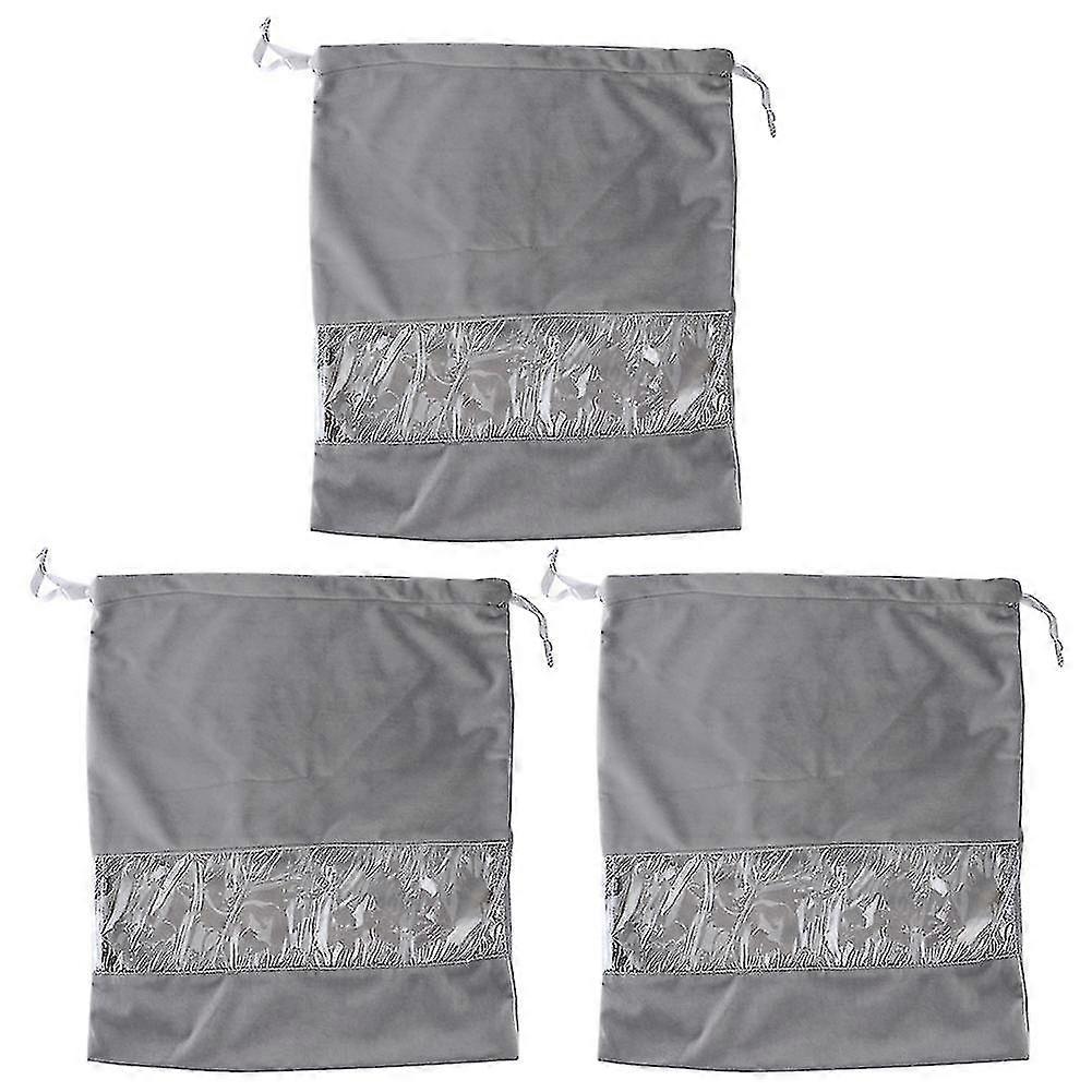 3個のベルベット巾着収納バッグ - 旅行服オーガナイザー防塵