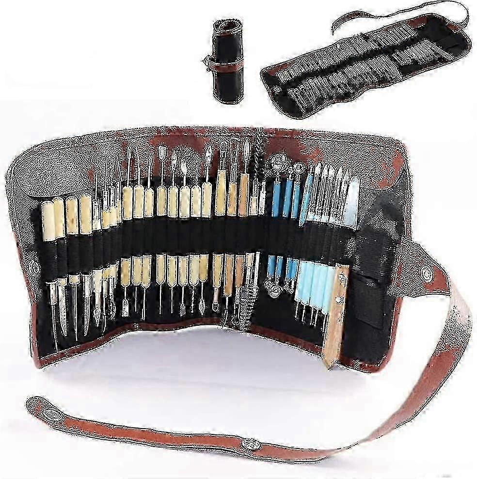 31 Pieces Carving Tools Set With Roll Up Case, Wooden Pottery Sculpting Tools 22 Pieces + Ceramic Clay Indentation Tools Xxf