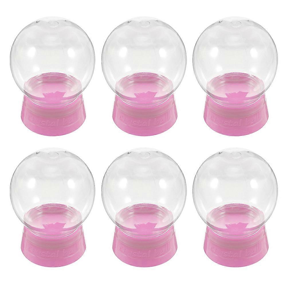 Clear Water Globe Fillable Screw Off Cap Plastic Diy Snow Globes Christmas Home Decoration Round Shape Craft 6Pcs