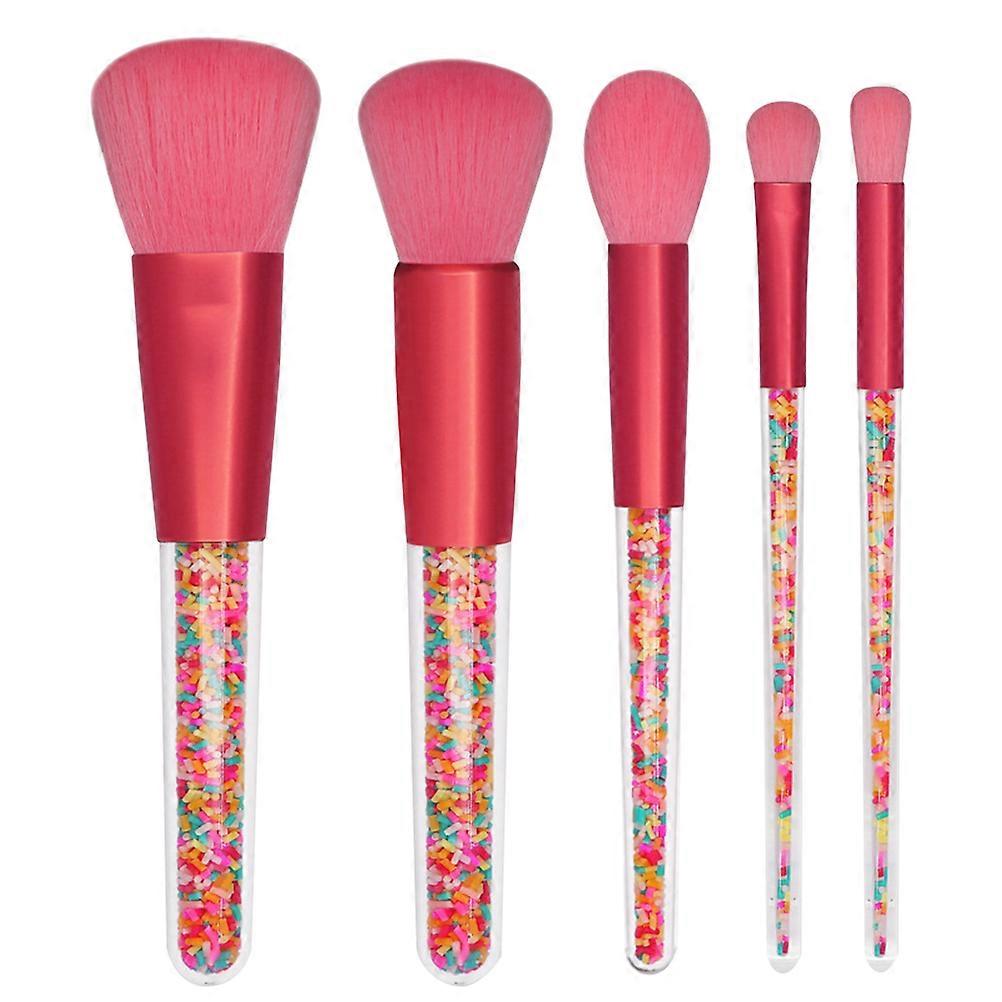 5Pcs Candy Makeup Brush Kit for Makeup with Assorted Color Handle