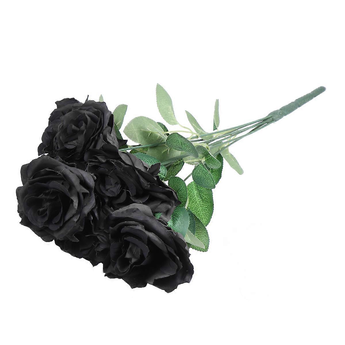 Black Fake Roses Realistic Style Artificial Rose Flower Bouquet For Bedroom Decor 45 x 20 x 10 Cm 1 Set