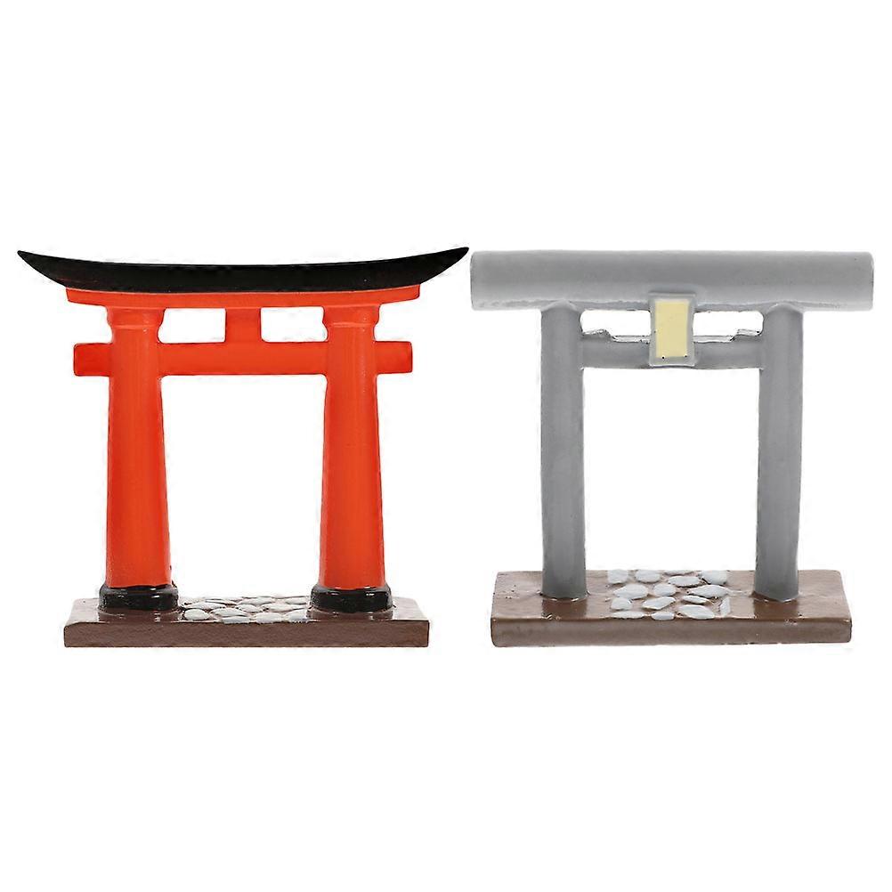 Mini Gate Model Japanese Traditional Architecture Indoor Decoration Assorted Color 2Pcs