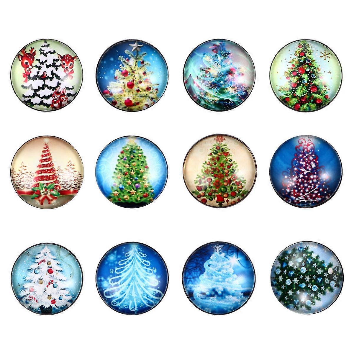 Chic Style Christmas Glass Snap Charms Clothing Decoration Assorted Color 18mm 12Pcs