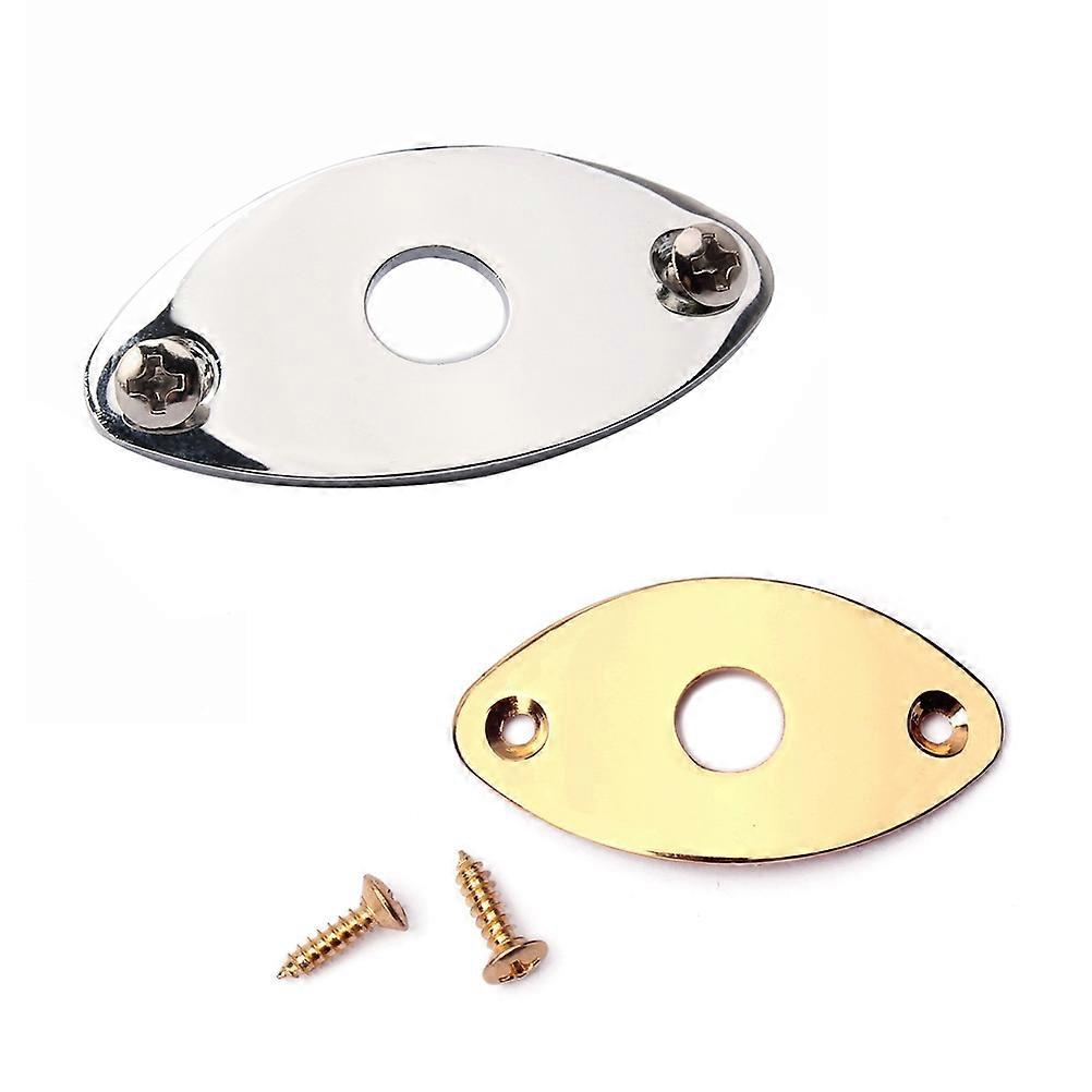 Guitar Plug Oval Plate Silver 4.90X2.70X0.15CM For Guitar Input Jack Socket 1Pack