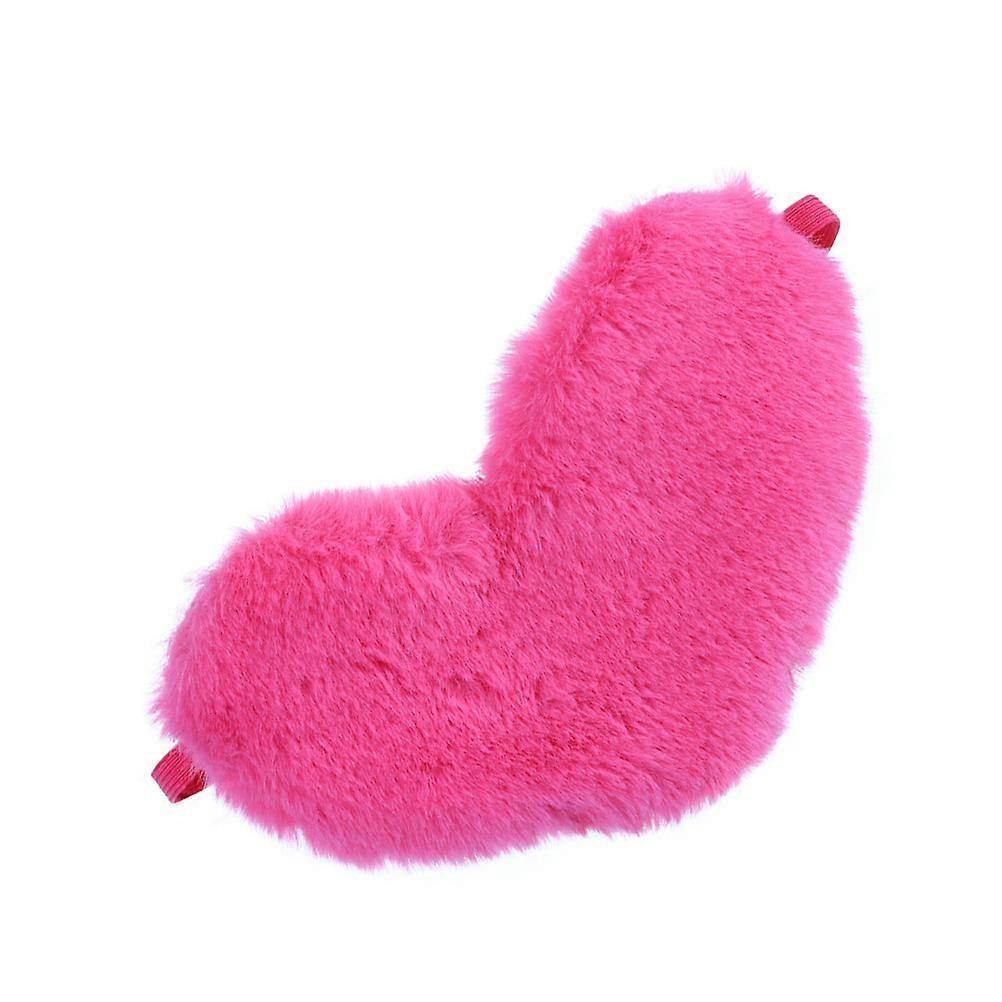 Sleeping Eye Mask For Children Travel Use Rosy Color Heart Shaped Plush Material 1Pc