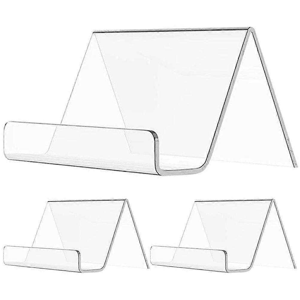 Office Business Card Holder Clear Card Display Stand for Professionals Rectangular Acrylic Use 3Pcs