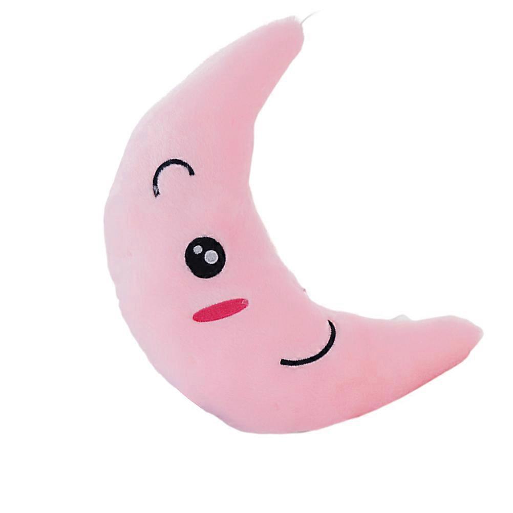 Glowing Throwing Toy Moon Shape Pink Baby Plush Toy Office Use 33x12x12x10cm Light Up 1Set