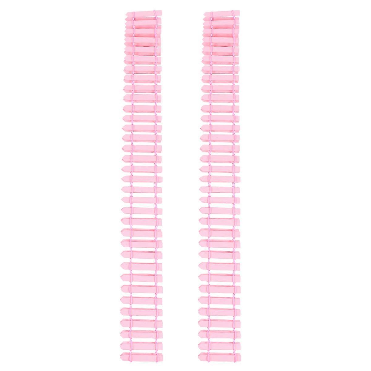 小さなフェンスフラワーガーデンピンクマイクロランドスケープフェンス手作りミニログデザインガーデン用90x5x0.3cm造園2個