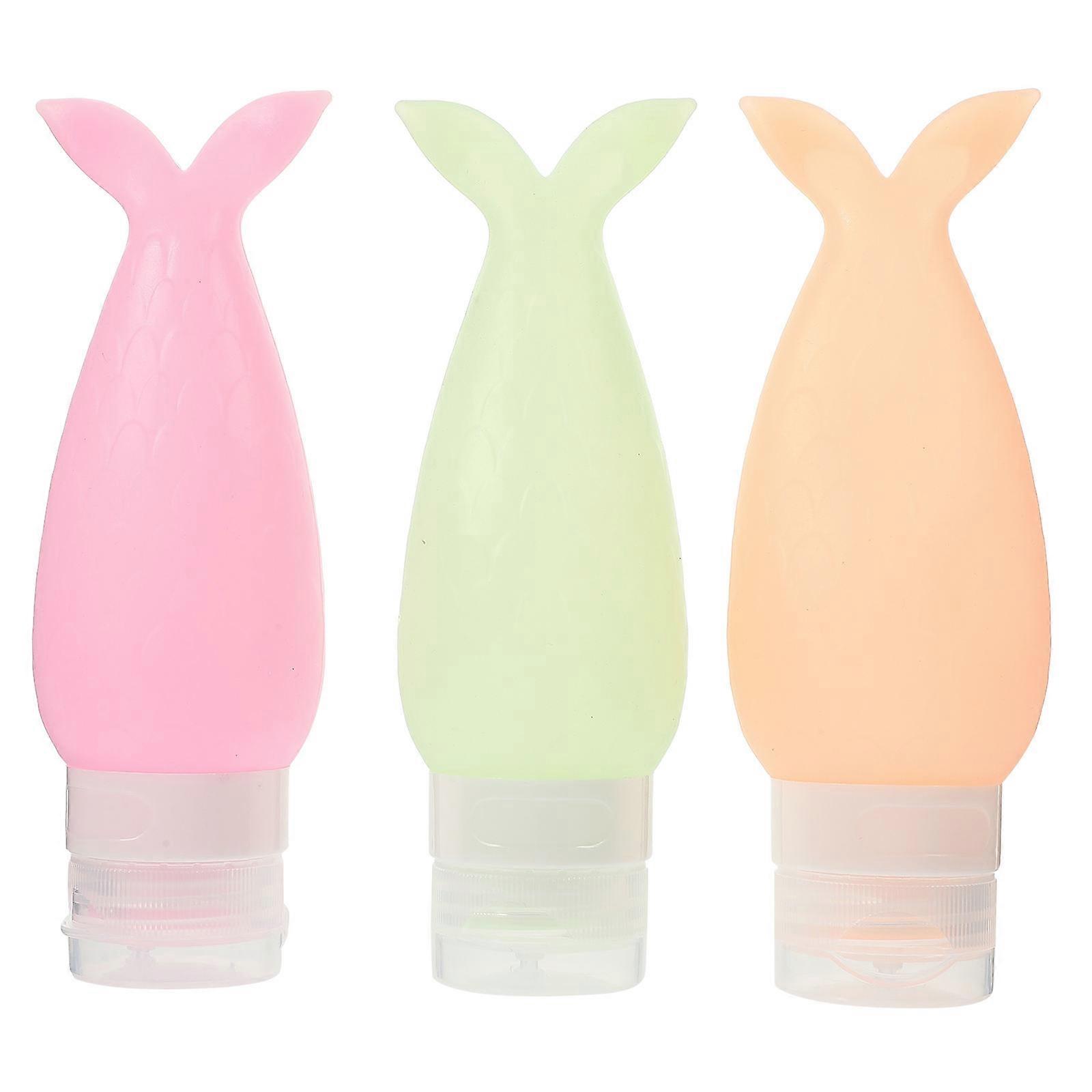 Empty Travel Bottles Cartoon Silicone Refillable Portable Containers Small Pink 3Pcs