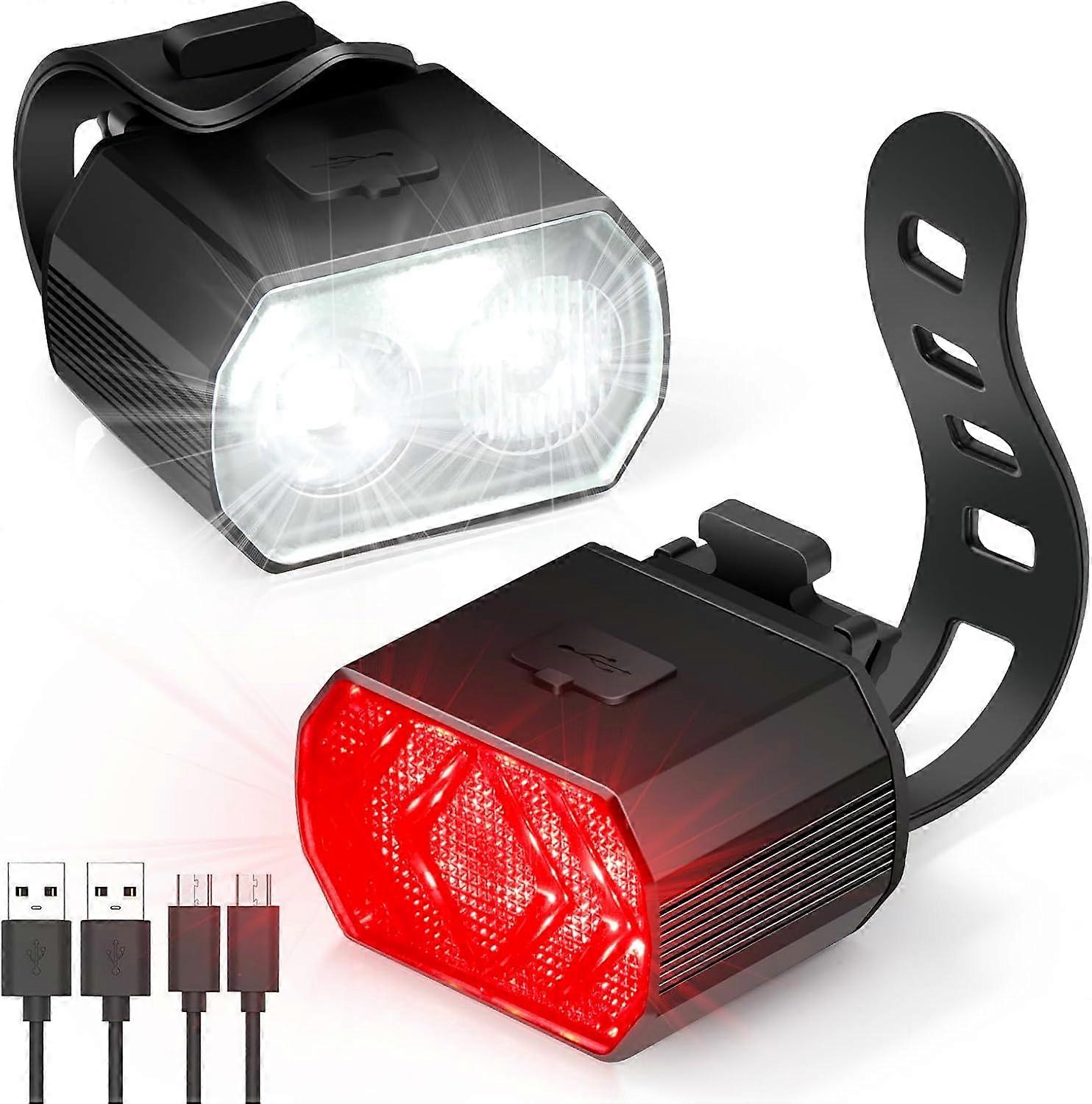 2-piece bicycle front rear light set