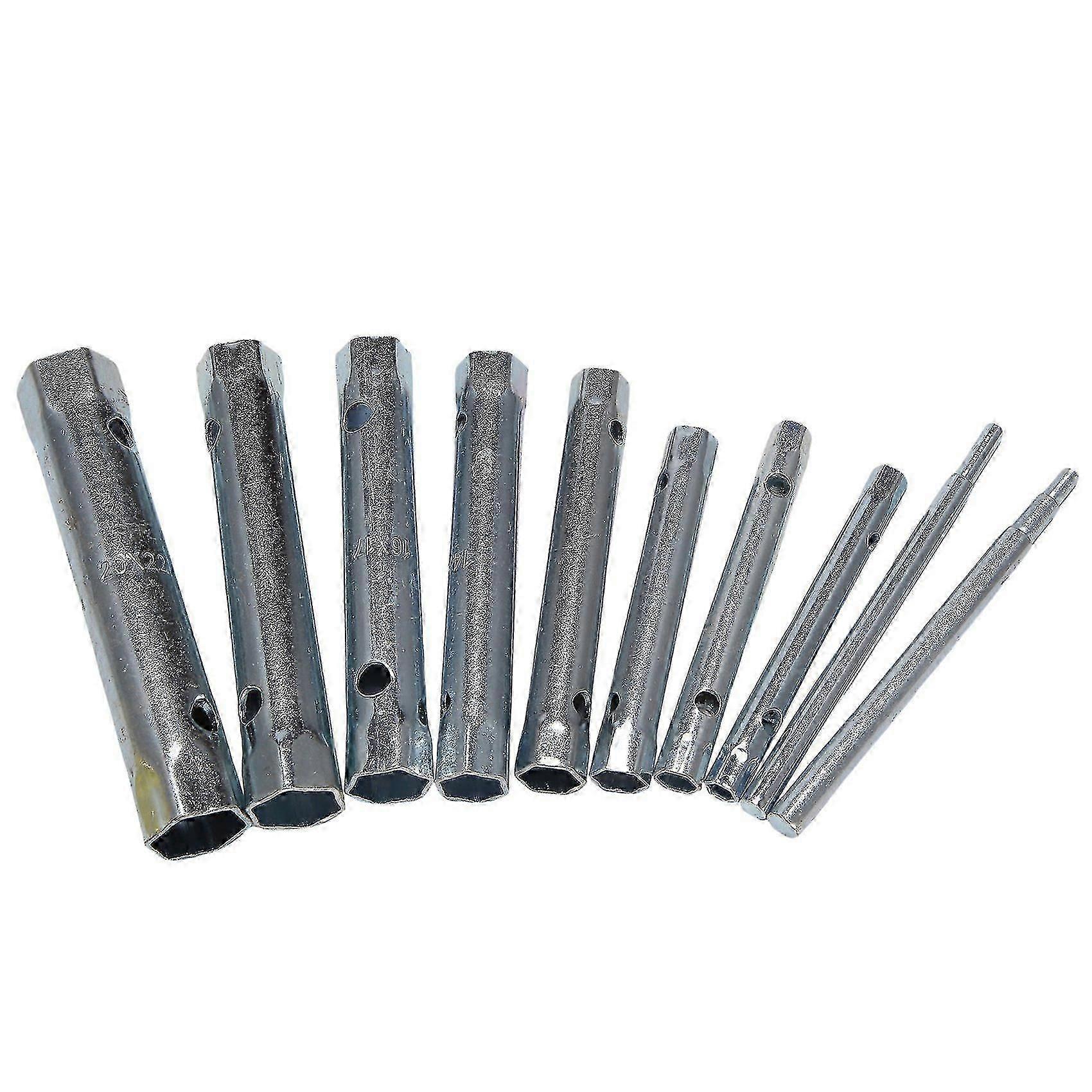 10Pcs 6-22mm Metric Tubular Box Wrench Set Tube Bar Spark-Plug Spanner Steel Double Ended for Autom