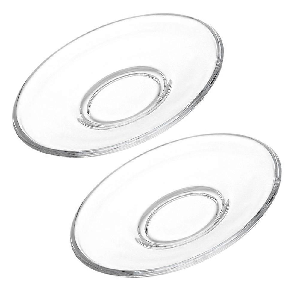 Clear Glass Plates Elegant Look For Home Use Serving Snacks Round Shape 2Pcs