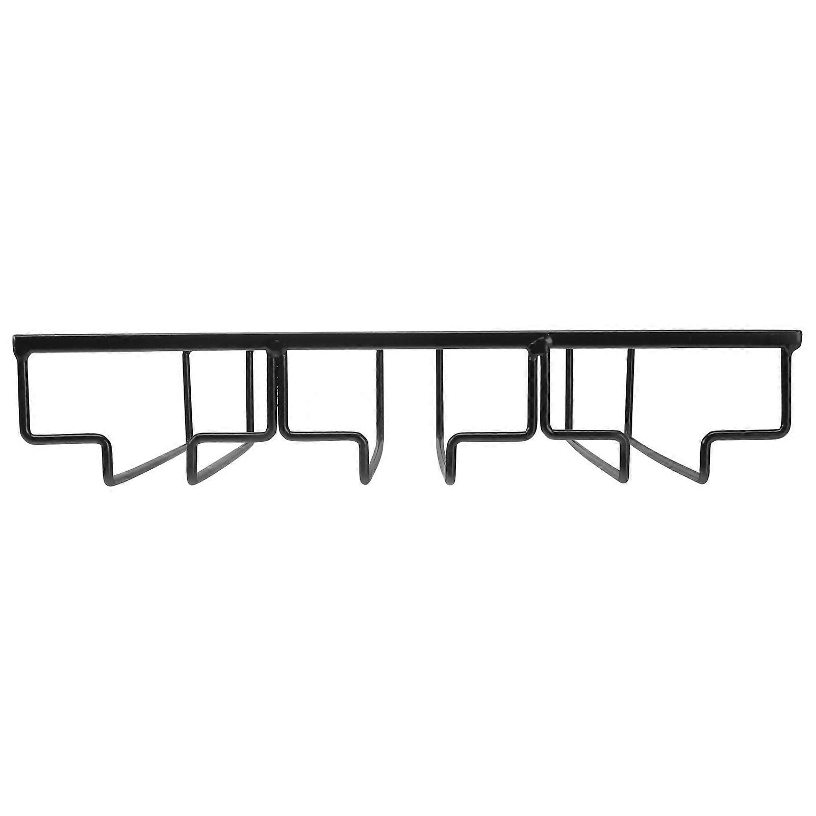 Wrought Iron Wall Mounted Wine Holder – 3 Tier Upside Down Goblet Rack for Home Bar, Black Stemware Storage