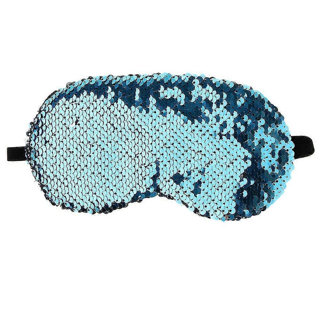 Glitter Sequins Mermaid Elastic Eye Mask Sleeping Rest Blindfold Sleep Aid Blue