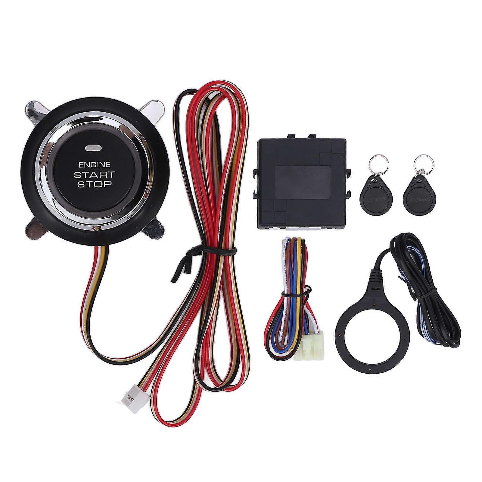 Car Keyless Entry Security Alarm System Smart Car Alarm Push to Start Kit Universal for 12V Fuel Vehicles MK75097