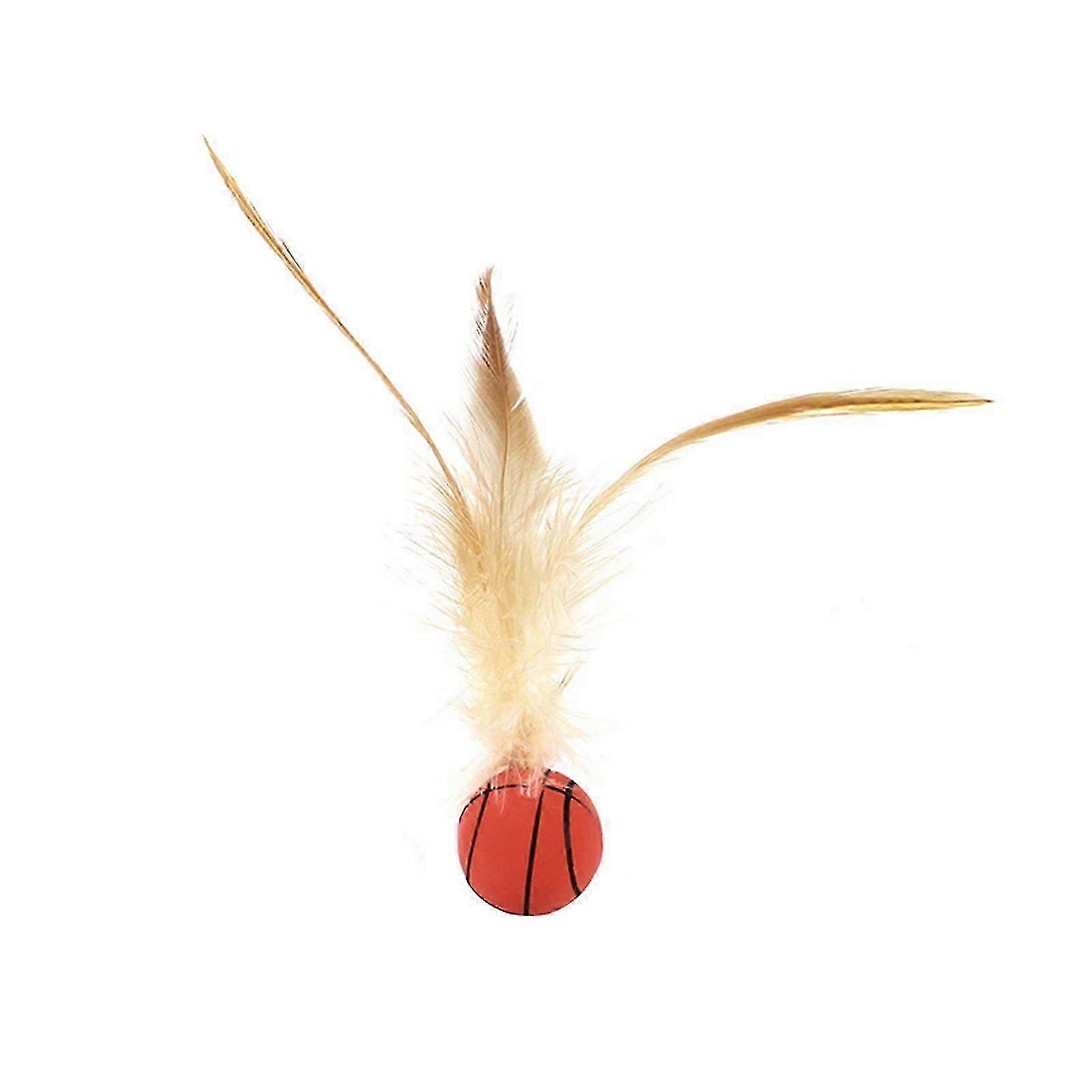 Cat Toy Set with Sport Patterns and Bouncing Balls Featuring Feathers