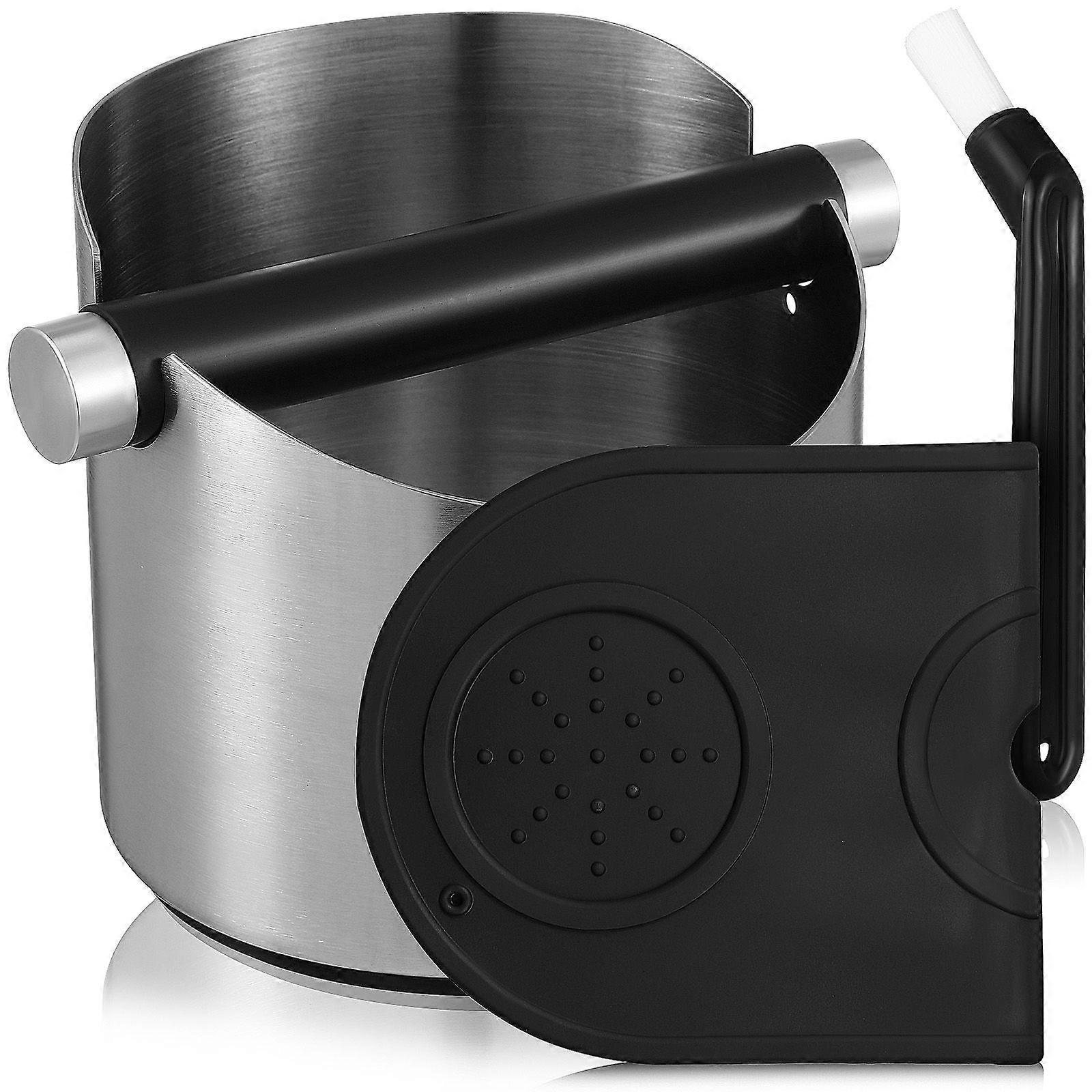 1 ensemble Espresso Knock Box Récipient à marc de café utilisé avec tapis antidérapant et brosse de nettoyage
