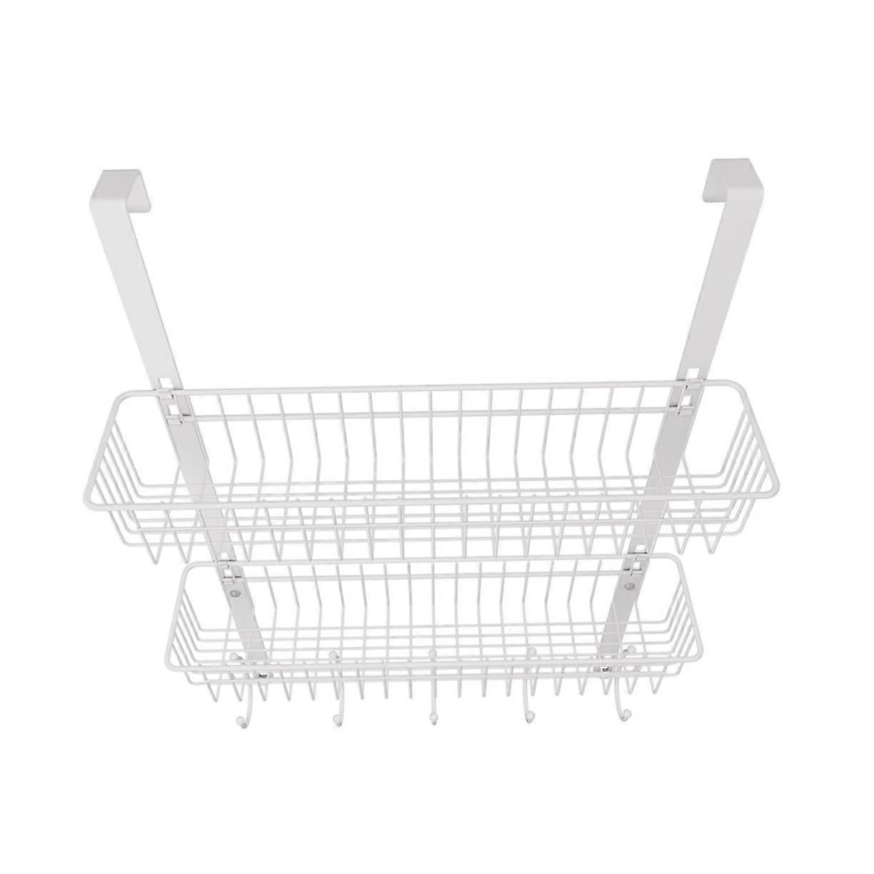 Overthedoor hanging shelf with baskets, rust metal shelf for storage