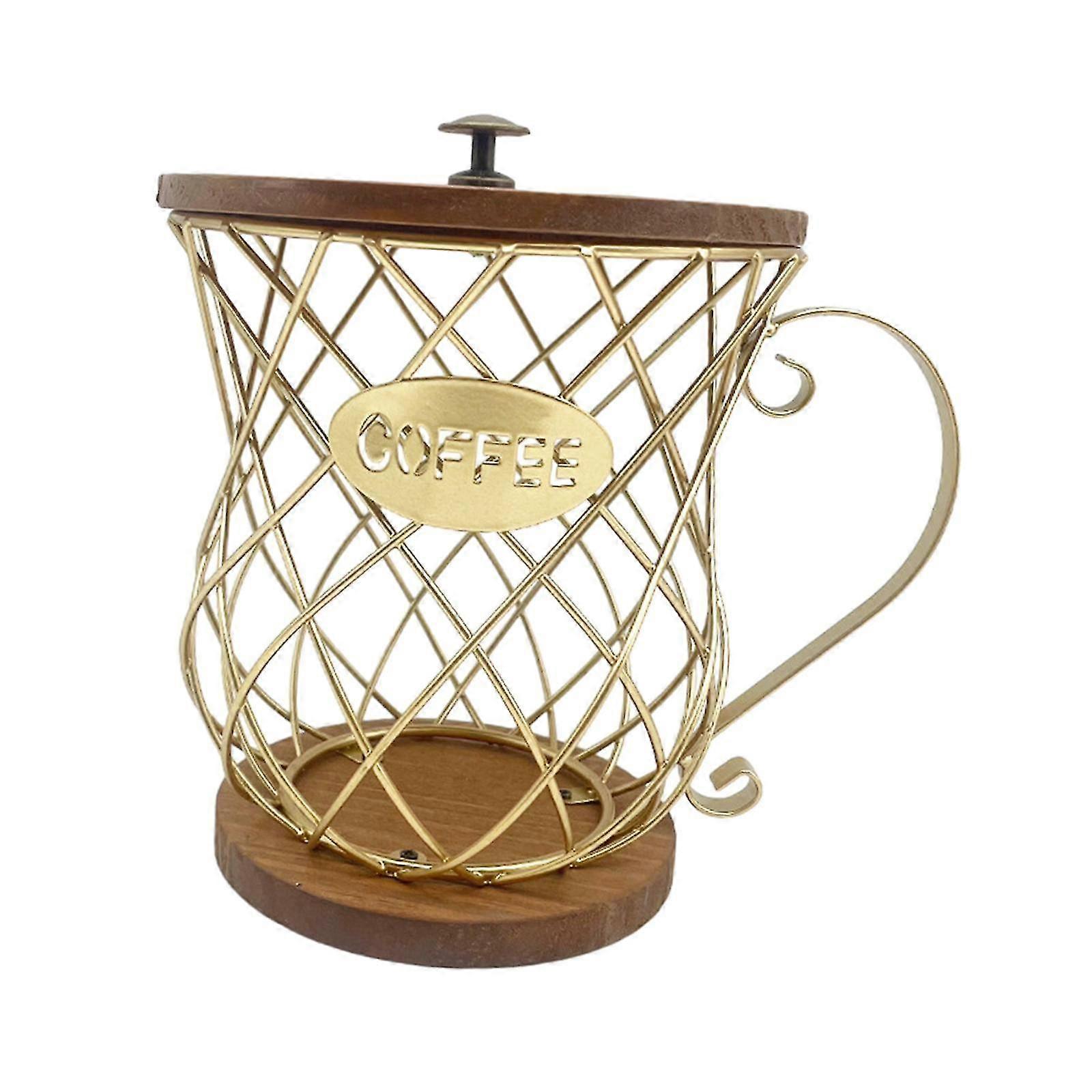 Coffee Pod Organizer with Handle, Metal Espresso Capsule Storage Basket, Ideal Coffee Pod Container for Hotels and Cafes Countertop Use