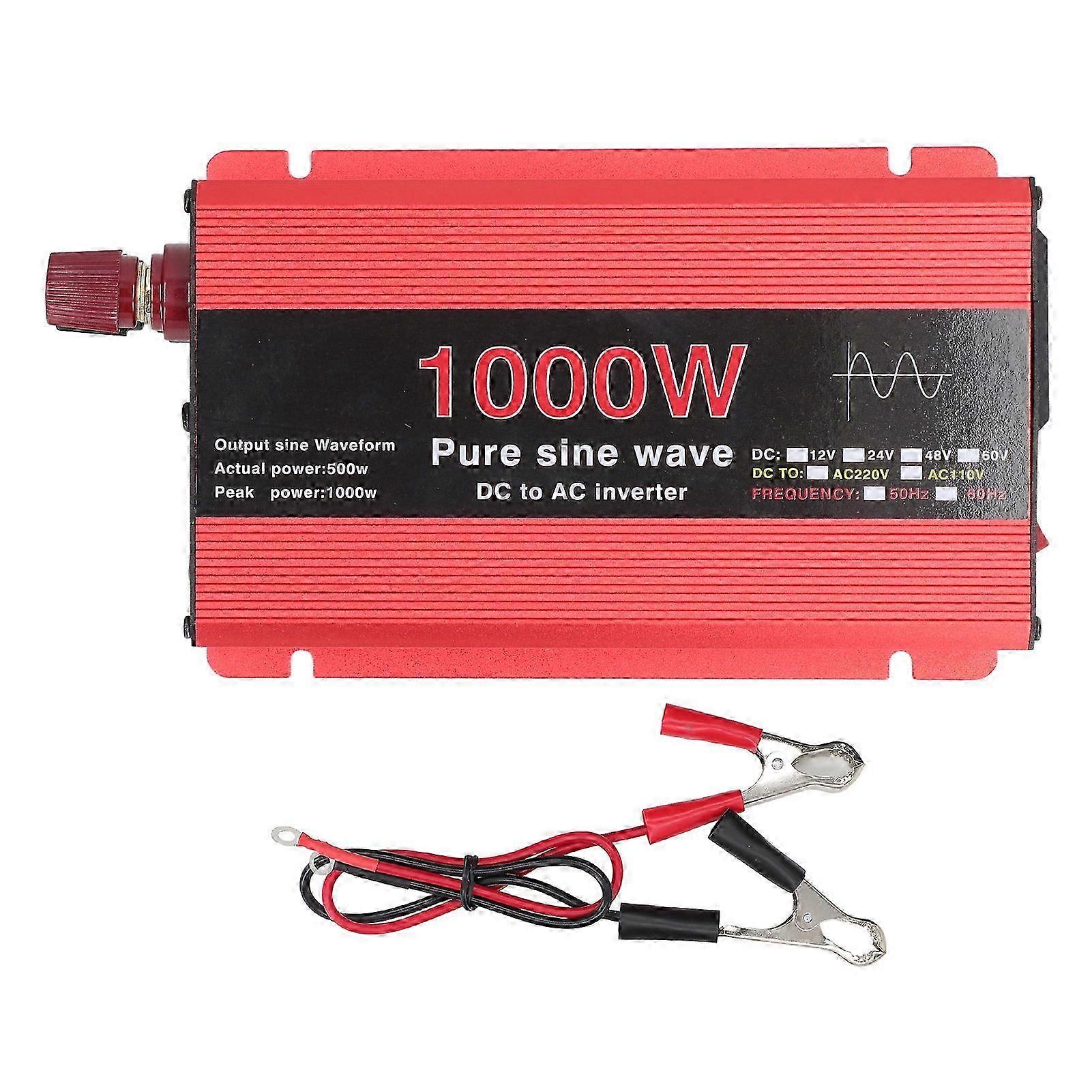 1000W Pure Sine Wave DC 12V to AC 220V Inverter with Overload Protection for Solar and Car Power