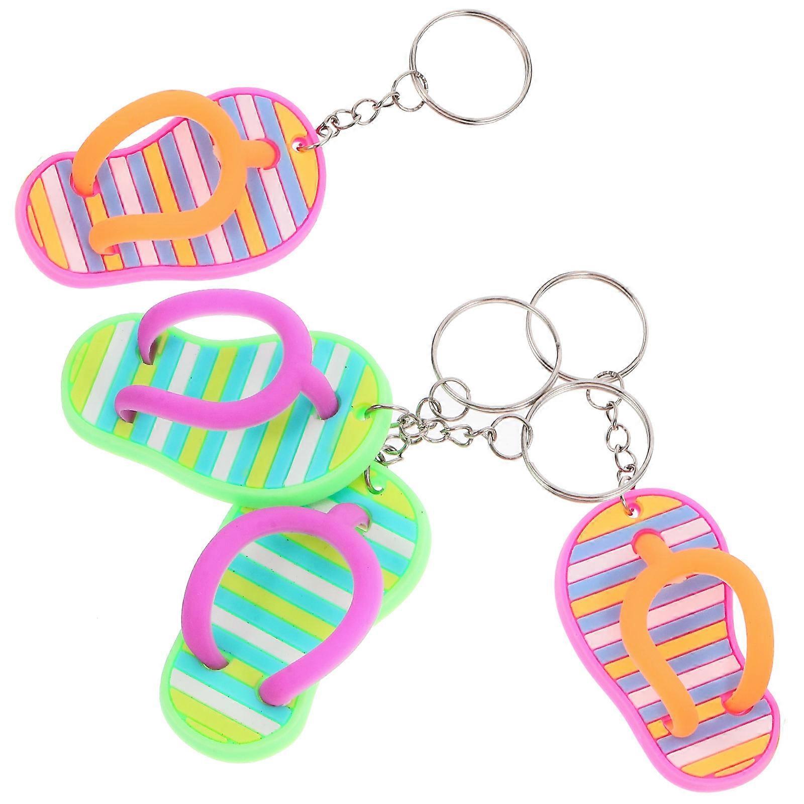 Slipper Keychain Decorative Keychains Beach Luau Party Favors Purple 2Pairs