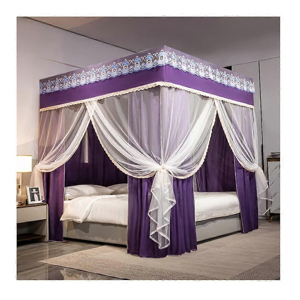 Canopy Bed Mosquito Net, 4 Corner Princess Room Bed Canopy (Color: C, 180x220 cm)