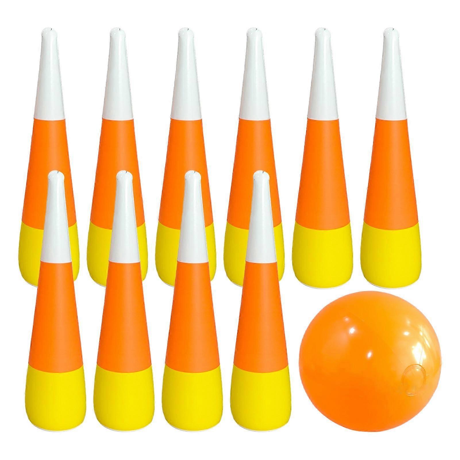 Inflatable Design Bowling Set Decorative Indoor Bowling Game Pins And Ball Orange Color For Christmas Birthday Parties