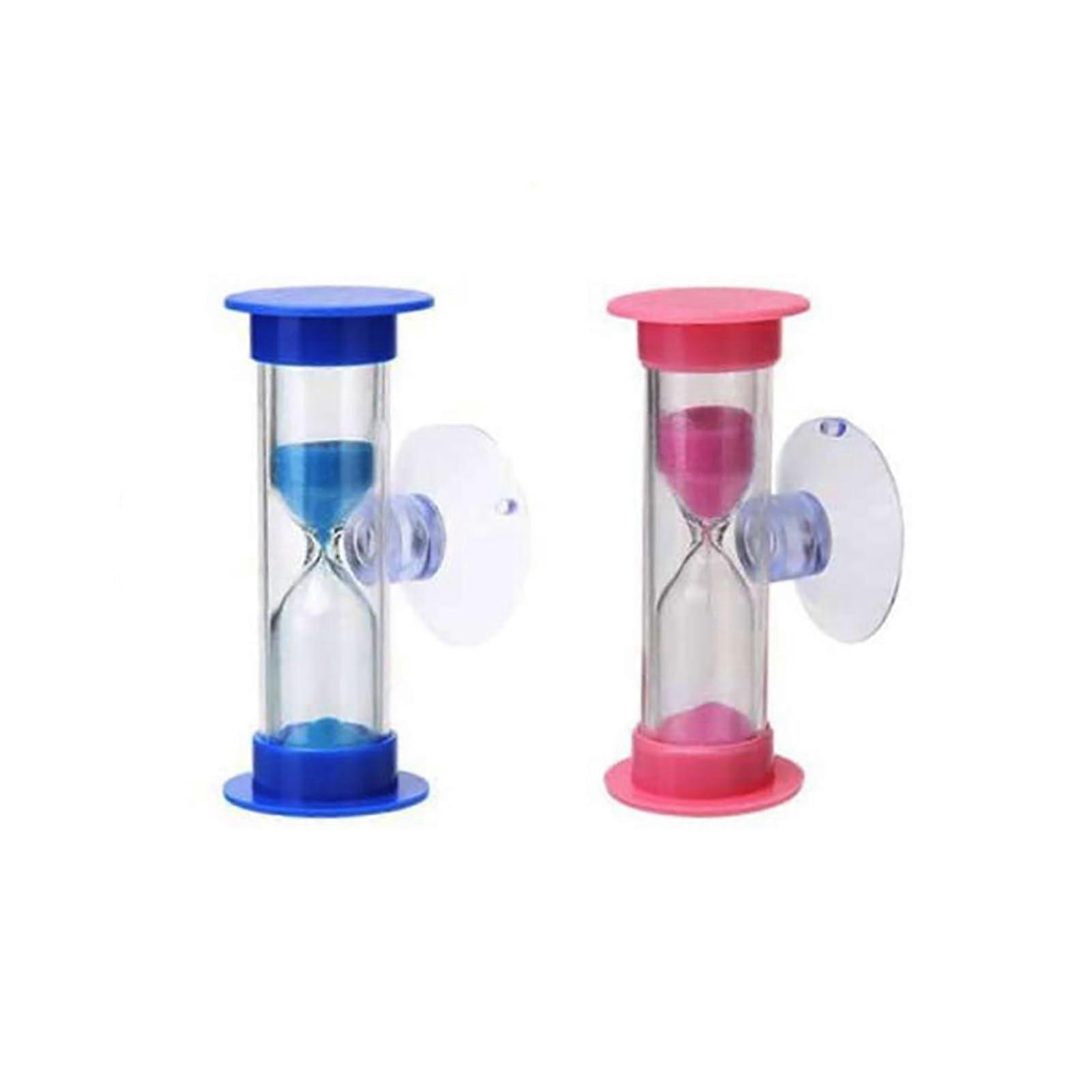 Sand Timer 3 Minute Hourglass Set of 2 with Suction Cups for Kids Classrooms Kitchens Offices (Blue Pink)