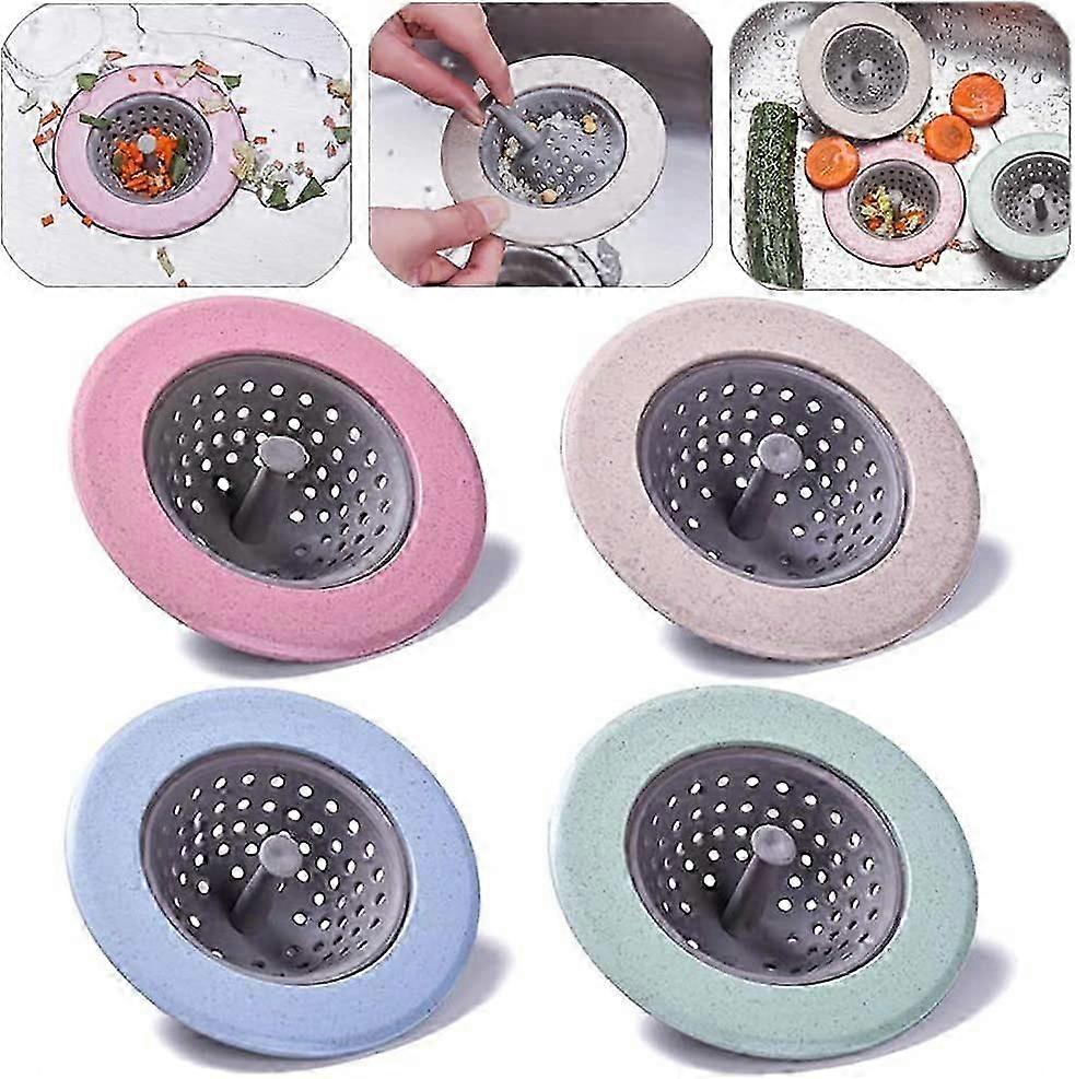 Sieb Abflussstopfen Sieb Ablaufstopfen Siebkorb Ablaufsieb (4 Stück)rosa grün blau beige11cm