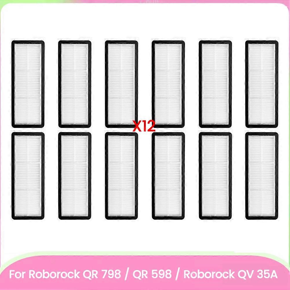 Replacement Parts Washable Filter for Roborock QV 35A / QR 598 / QR 798 Robot Vacuum Cleaner Accessories 12PCS