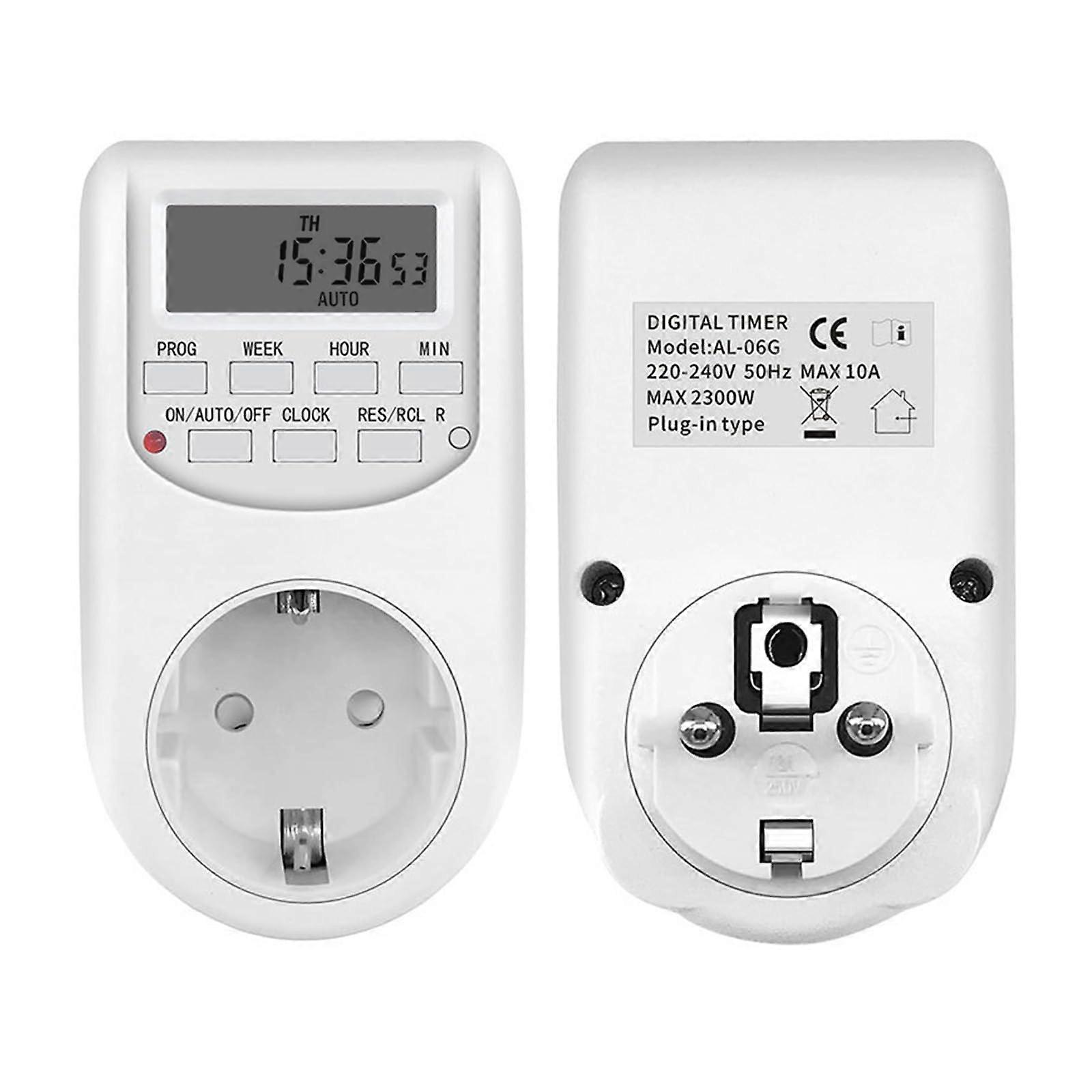 Digital Timer Socket, Digital Timer Switch, Programmable Timer Switch 24 Hours/Week, with 16 Group Programs, AC230V 16A 2300W
