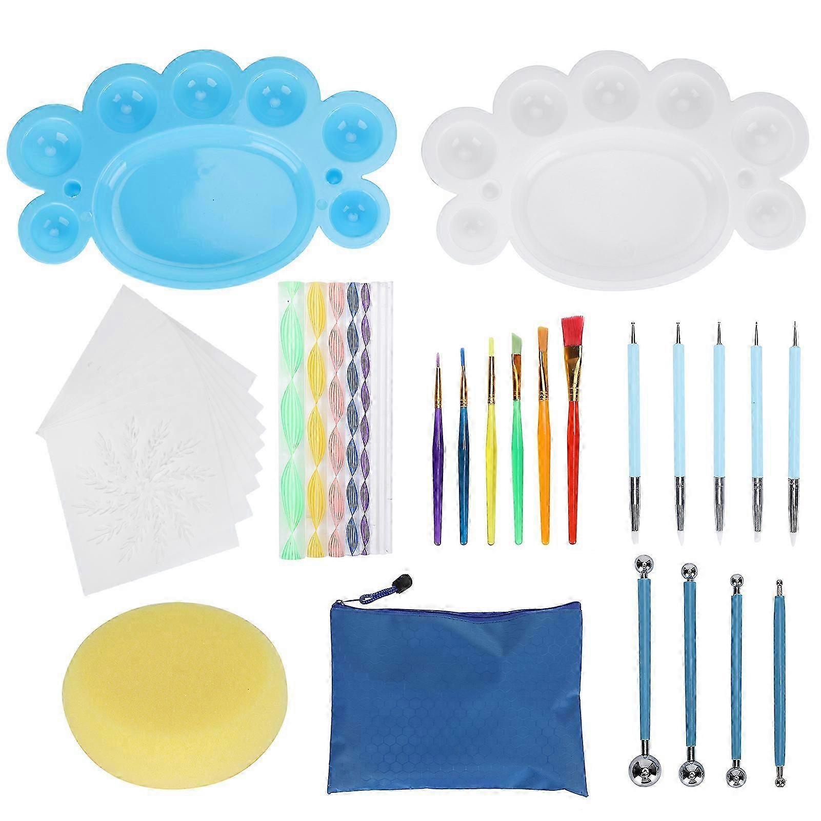 2025 Latest Model 35Pcs DIY Dotting Set Mandala Painting Rocks Tool Stencil Paint Tray Art