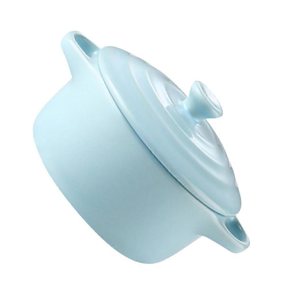 Soup Bowls With Lids Ceramic Stew Bowl For Cooking Round Double Handle Stewing 13x9.8x7.5cm 1Pack