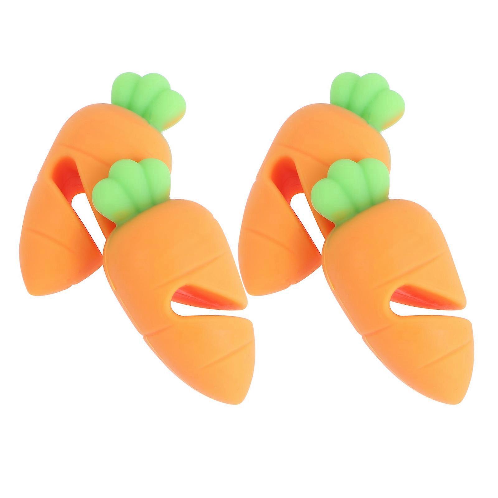 Pot Lid Overflow Stopper Carrot Shape Spill-Proof Silicone Orange 5.50X3.00X3.00CM Practical Kitchen Tool 4Set