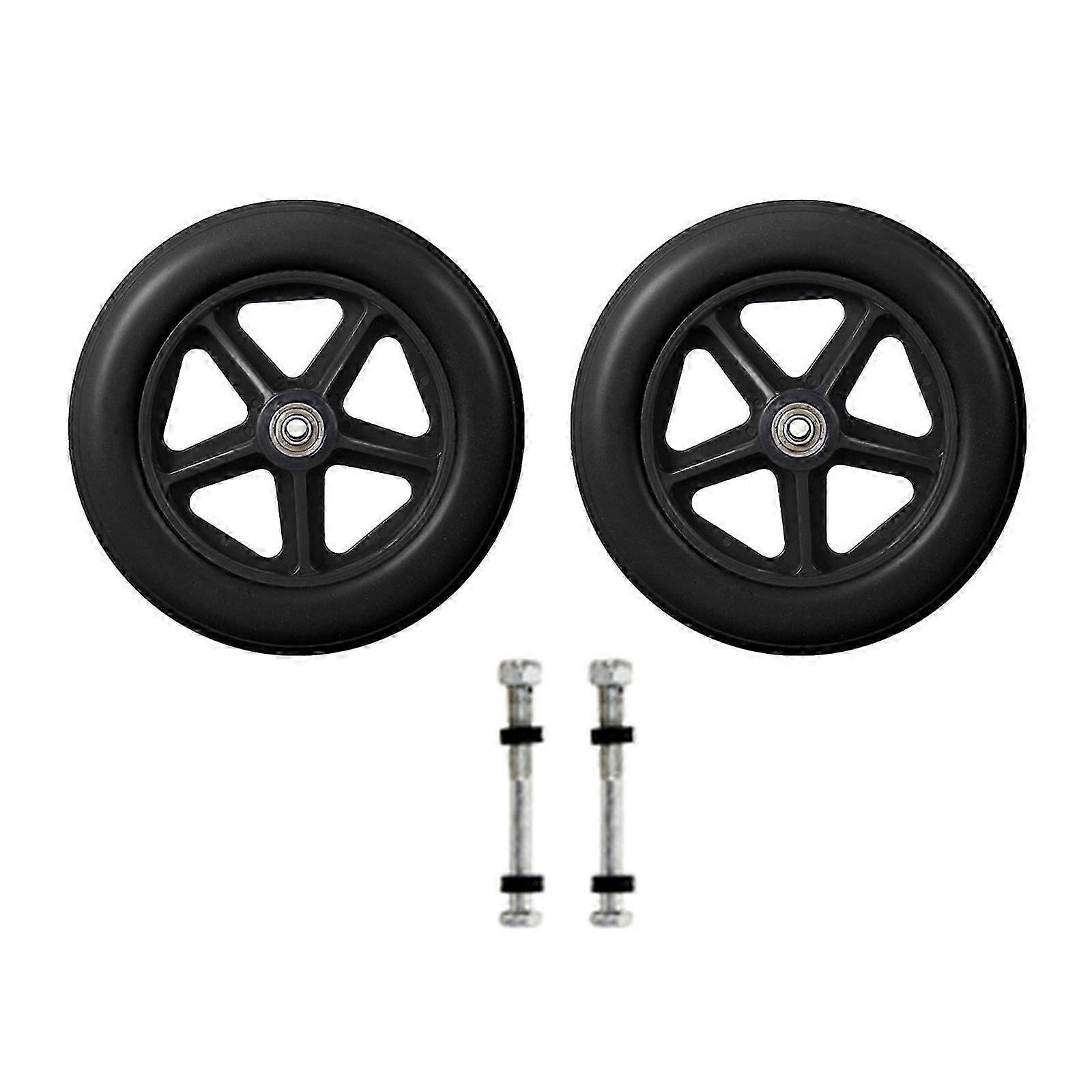2Pcs 6/7/8 pouces roues pivotantes pour fauteuil roulant robustes, pièce de rechange de pneu solide flexible lisse 8 pouces noir