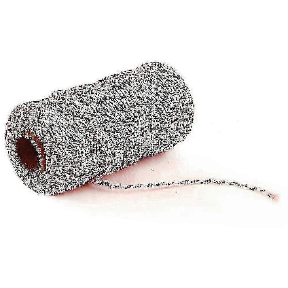 2mm 100m Cotton Twine String - Multi-Color 2-Ply Striped Thread for DIY Craft, Gift Wrapping & Holiday Baking Decor