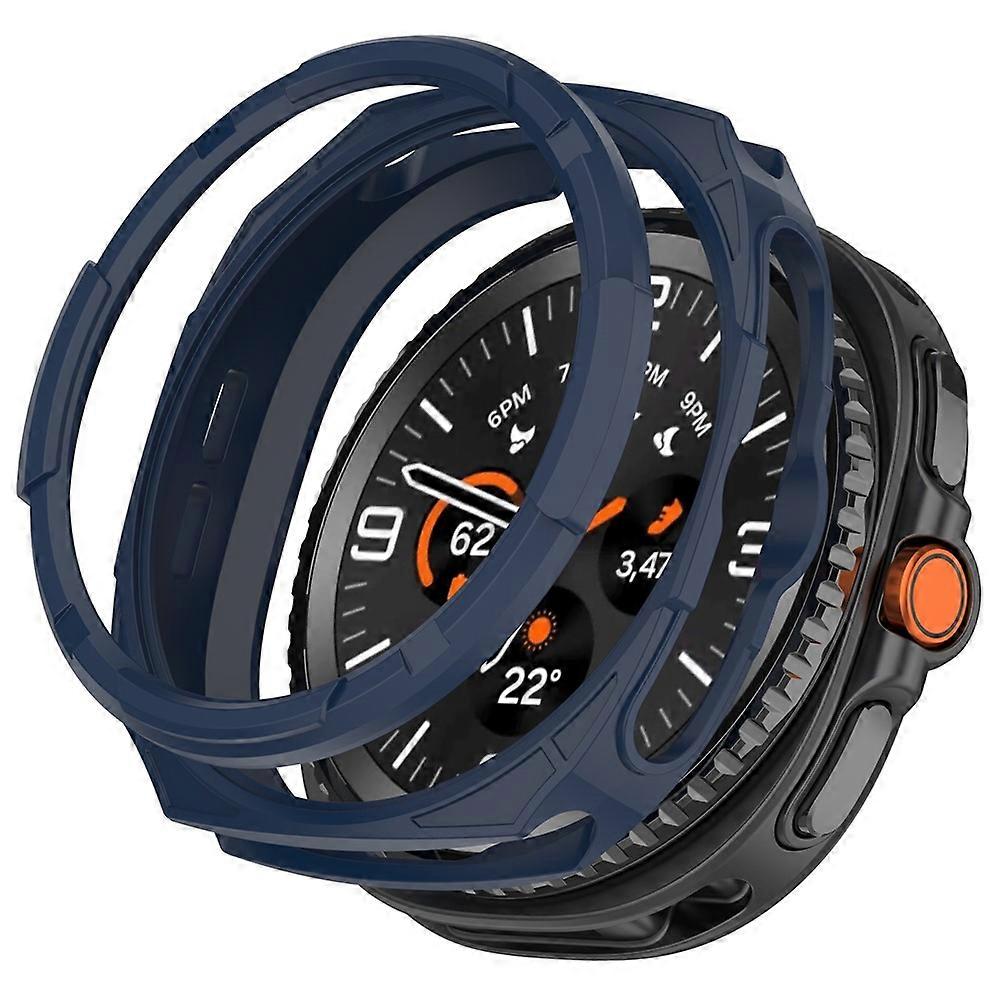 TPU Case for Samsung Galaxy Watch8 Classic 46mm Hollow Design Protective Watch Cover with Ring Shell Midnight Blue
