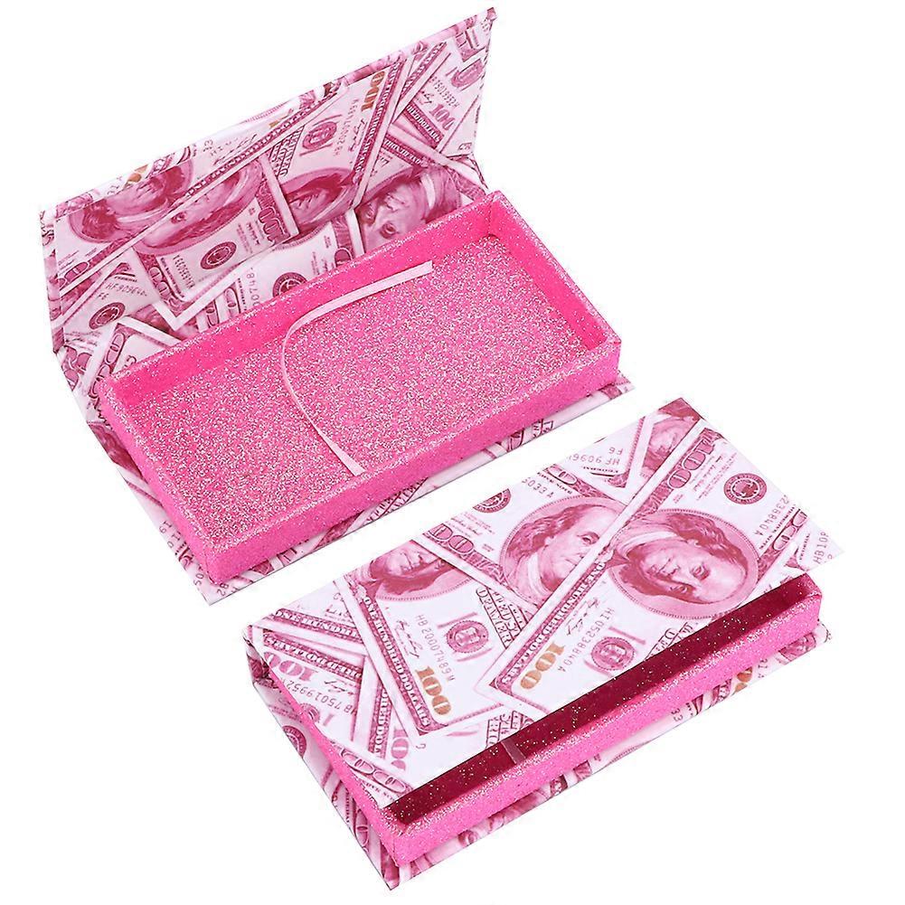 2pcs Empty False Eyelash Organizer Rectangular Fake Eyelashes Magnetic Storage BoxPink