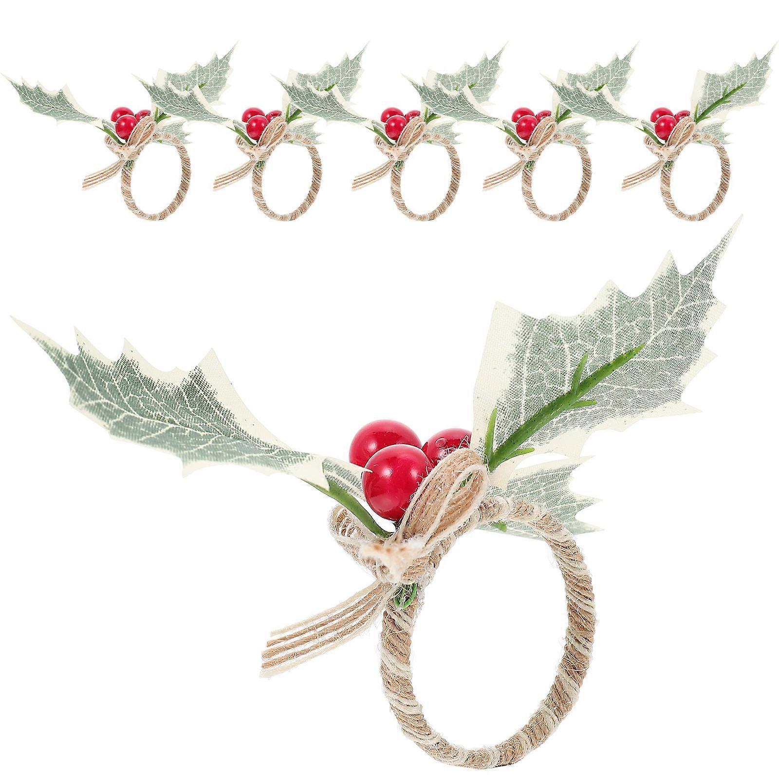 Here's a refined product description for your **6pcs Christmas Napkin Rings**:
**Elegant Christmas Napkin Rings – Set of 6 | Festive Green Leaves