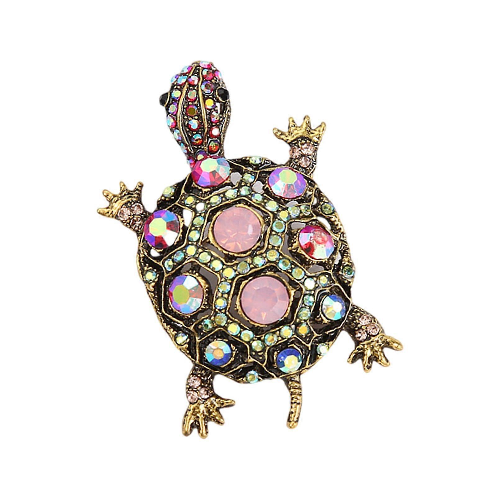 Elegant turtle brooches with rhinestones, unique turtle pins, university pins, alloy, texture, suitable for fashionable outfits, gold