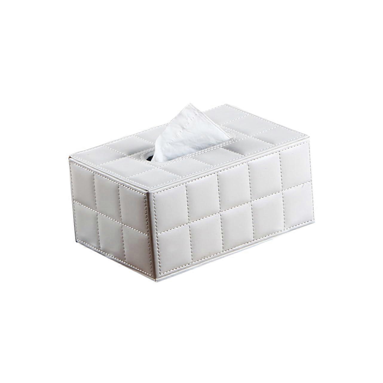 Box Storage Container for Napkins and Paper Towels, White Fabric Towel Dispenser Holder, Size 2, Easy Clean Design