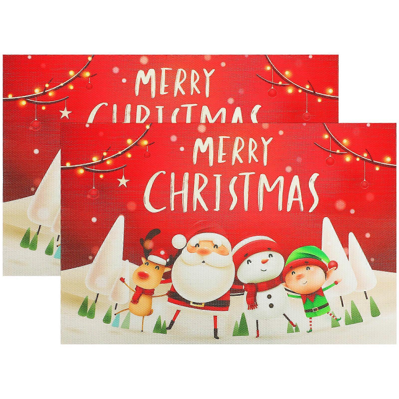 Tableware Placemat Christmas Themed Design Rectangular Red 45X30CM Protect Table 2Set