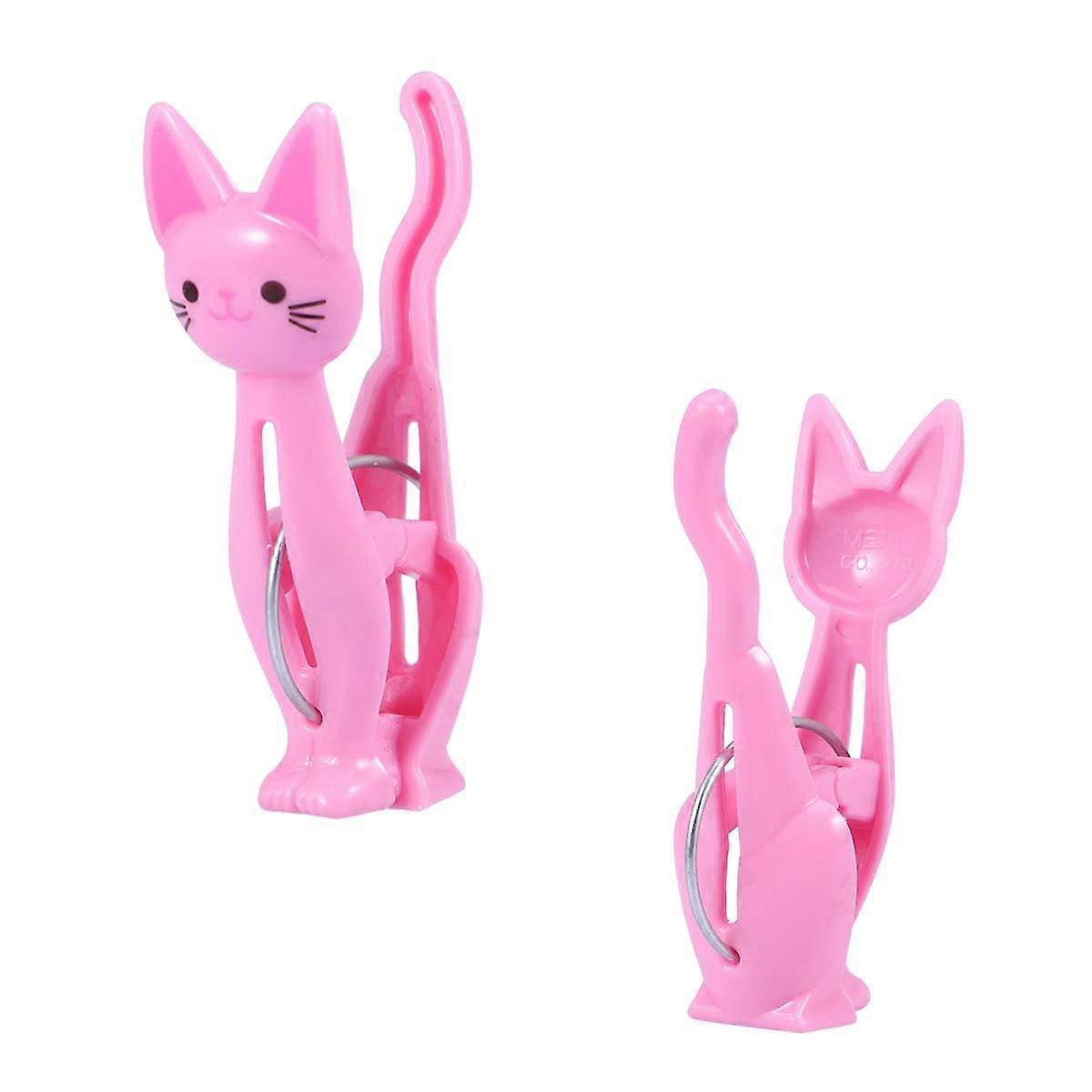 Hanging Clips Sealing Clips Pink 4Pcs Cat Shape Laundry Moisture-Proof