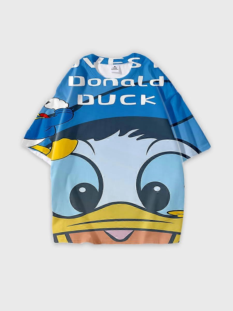 T-shirt round neck Cartoon Pattern loose short sleeve D976