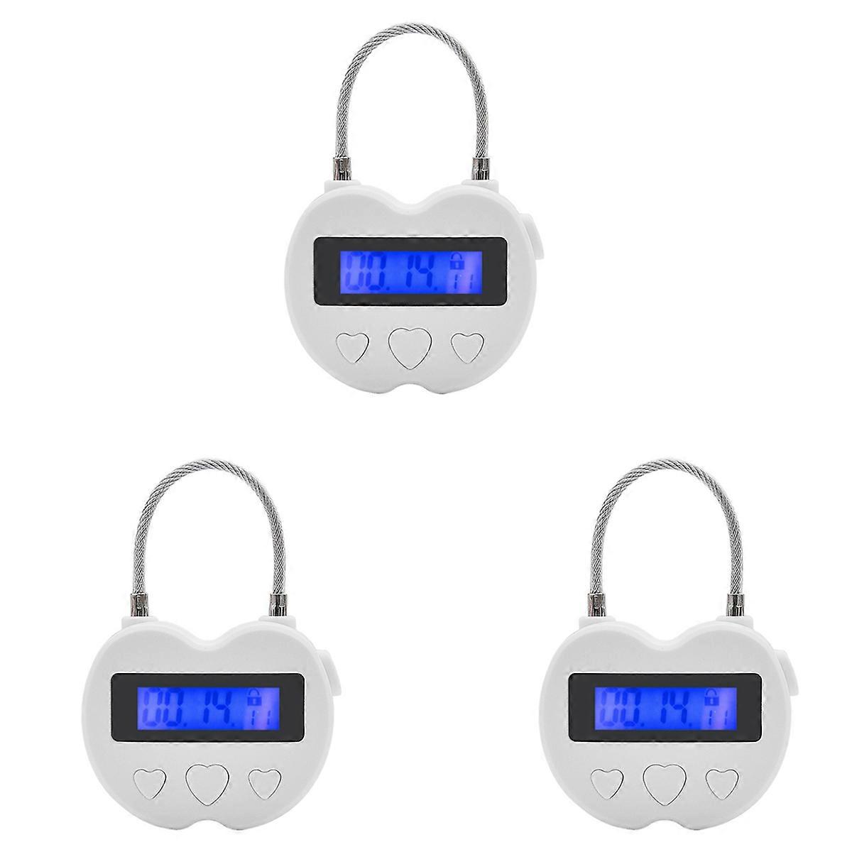 3X Smart Time Lock LCD Display Time Lock Multifunction Electronic Timer, USB Rechargeable Temporary
