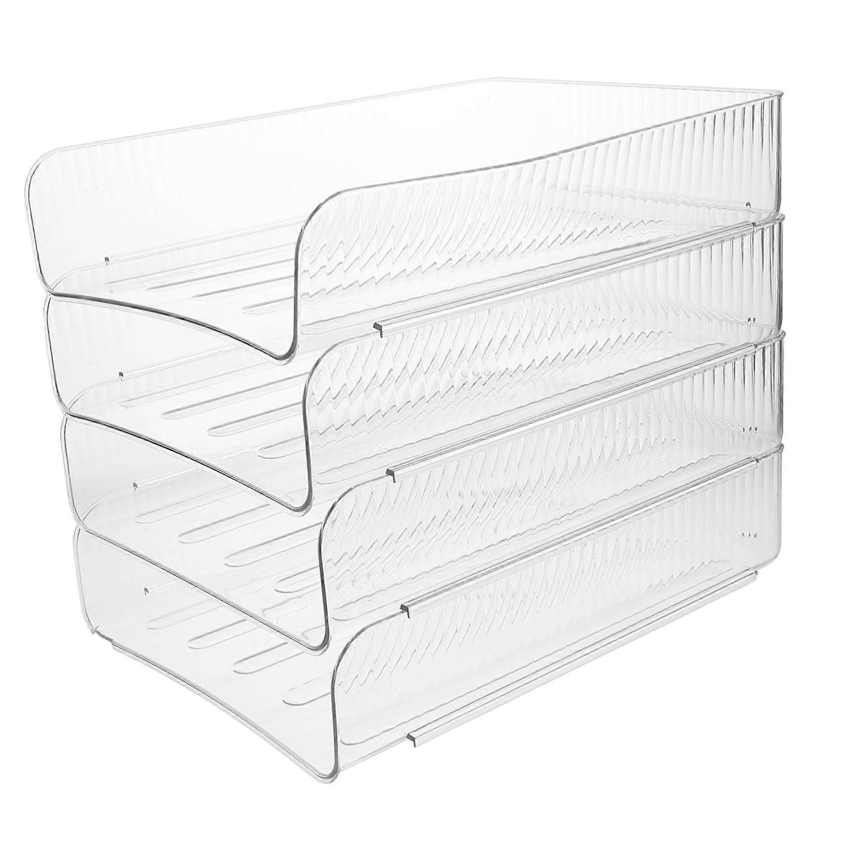 4Piece Transparent Paper Collecting System Stackable Desk Organizer for Documents and Office Supplies for Home, School, and Office