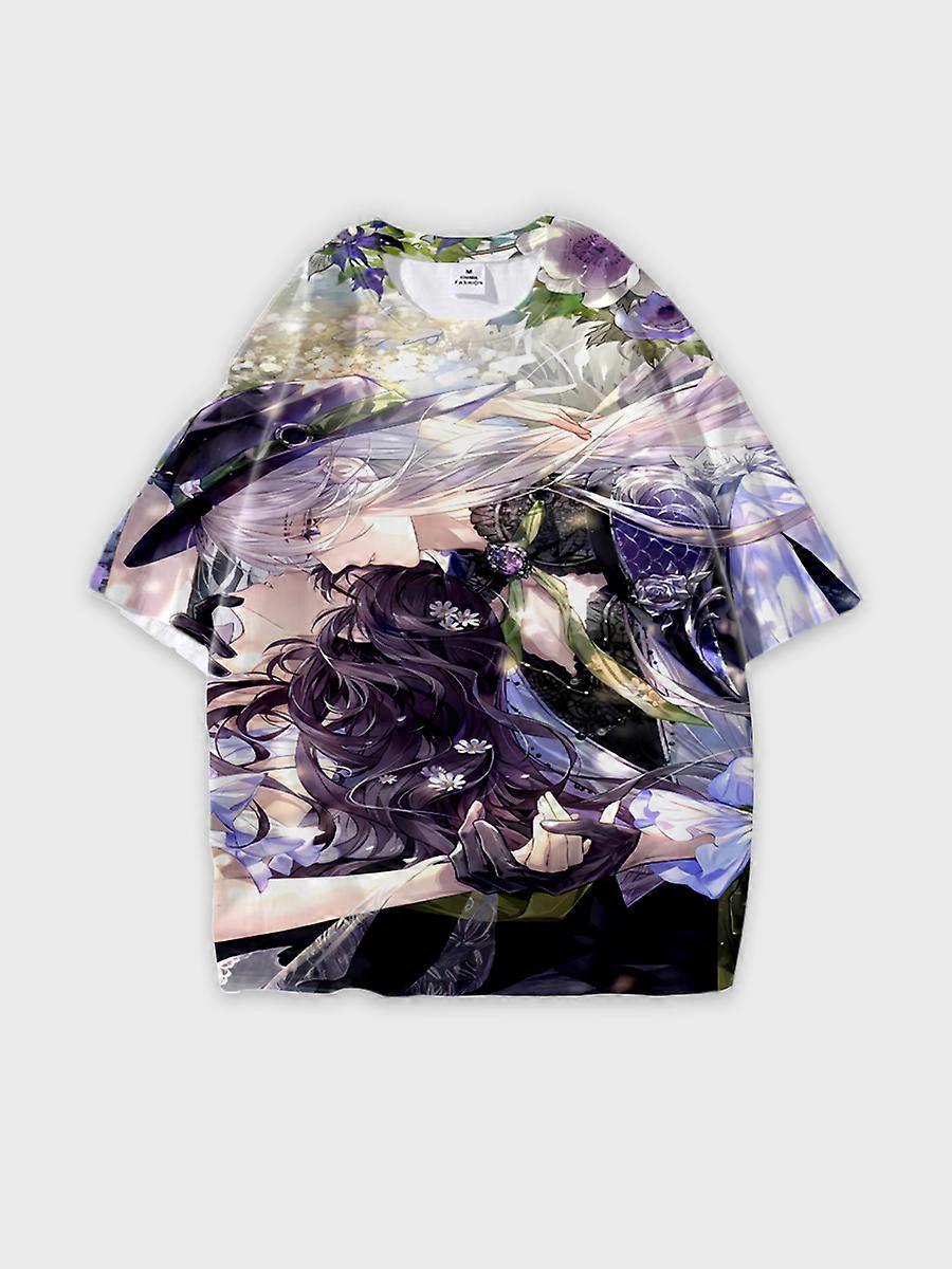 T-shirt round neck Animation Character Pattern loose short sleeve E3624